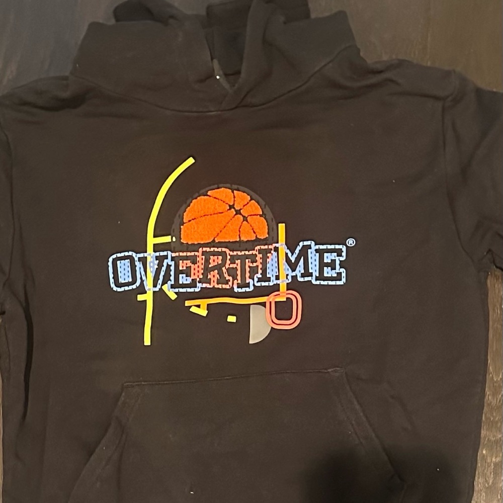 Overtime Black Hoodie with Orange Basketball - Youth Size M
